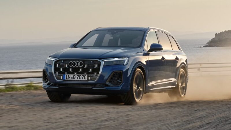 Dark grey Audi Q7 parked in a drive way